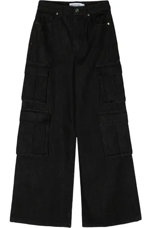 Self-Portrait Mid-rise wide-leg cargo jeans
