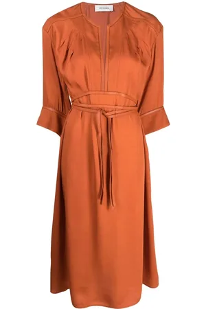 YVES SALOMON Belted-waist midi dress
