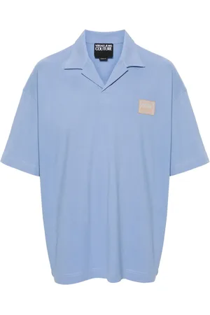 VERSACE Logo-appliqué cotton polo shirt