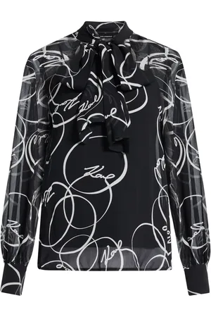 Karl Lagerfeld Circle-print bow blouse