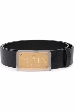 Philipp Plein Logo-plaque buckle leather belt
