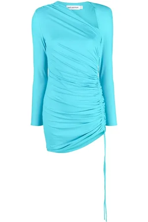 Self-Portrait Ruched asymmetric minidress
