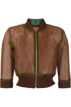 Jean Paul Gaultier 1980s striped edges sheer bomber jacket