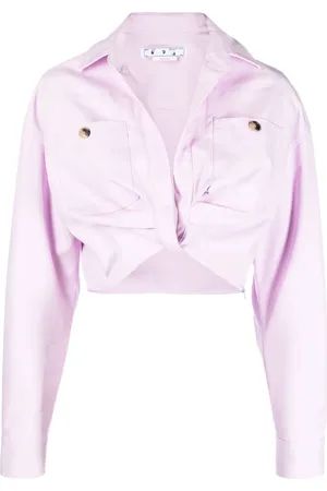 OFF-WHITE Twisted-front cropped cotton jacket