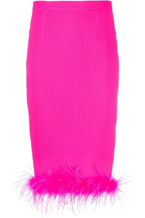 Styland Feather-trim wool pencil skirt