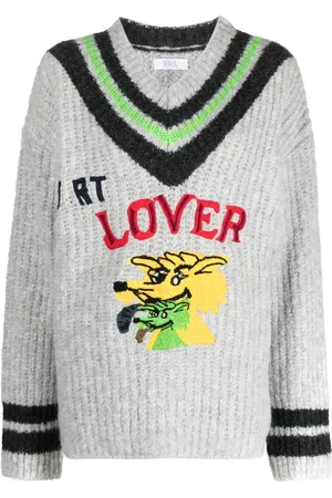 ERL Embroidered V-neck jumper