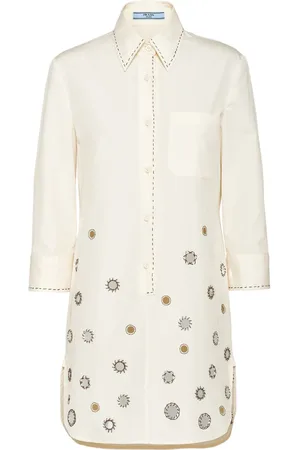 Prada Appliqué-detail cotton shirtdress
