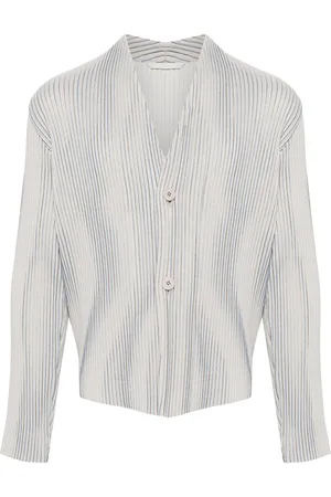 Issey Miyake Tweed Pleats collarless jacket