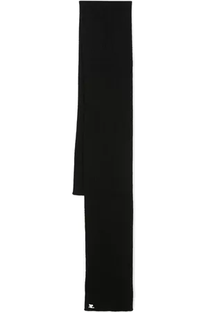 Courrèges Logo-patch ribbed-knit scarf