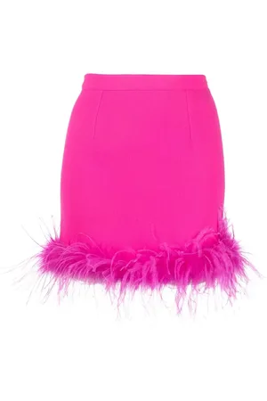 Styland Feather-trimmed mini skirt