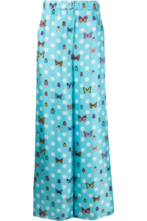 VERSACE Butterflies wide-leg silk trousers