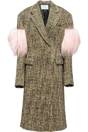 Prada Double-breasted chevron shearling coat