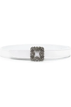 Manolo Blahnik Hangisi crystal-embellished leather belt