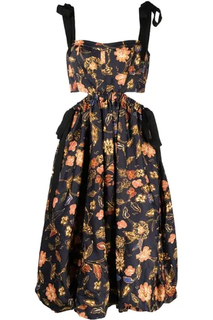 ULLA JOHNSON Floral-print cut-out detail dress