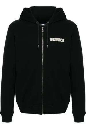 VERSACE Crystal-embellished logo zip-up hoodie