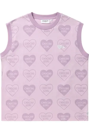 Chocoolate Heart-print cotton tank top