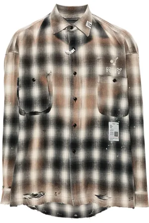 Maison Mihara Yasuhiro Distressed check-print shirt