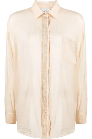FORTE FORTE Lace-panel long-sleeved shirt
