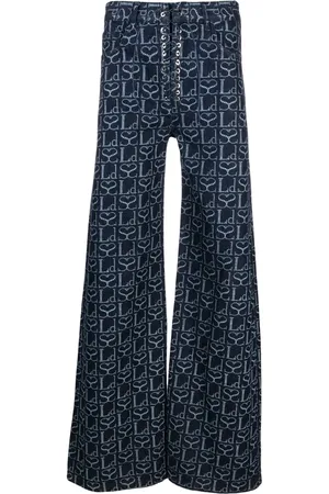 Ludovic De Saint Sernin Monogram-print lace-up jeans