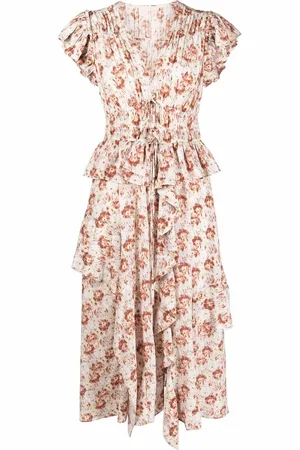 ULLA JOHNSON Floral-print ruffled dress