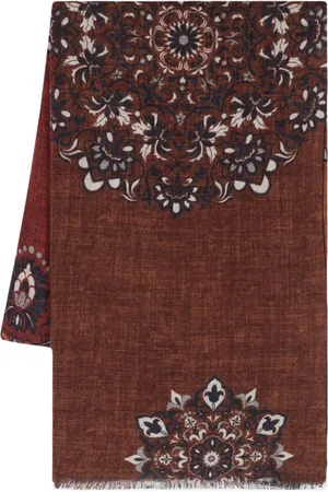 Lady Anne Floral-knit reversible scarf