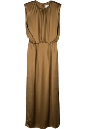 YVES SALOMON Pleat-detail satin dress