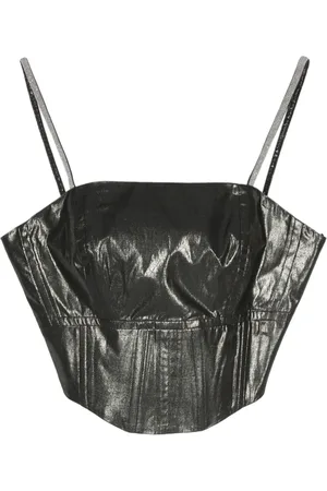 PESERICO SIGN Lamé corset crop top