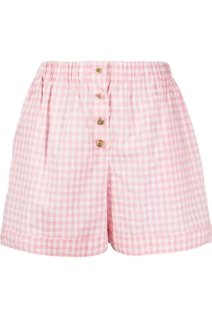 CHANEL 1990-2000s CC-buttons gingham-check mini shorts