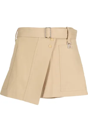 Low Classic Asymmetric belted mini skirt