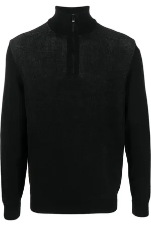 HUGO BOSS Ribbed half-zip jumper