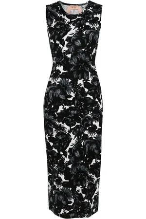 Nº21 Floral-intarsia cotton maxi dress