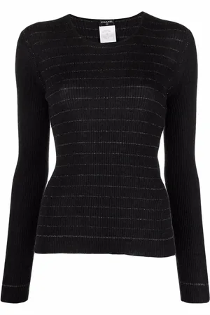 CHANEL 2003 metallic-threaded knitted top