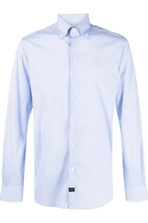 FAY Logo-patch check-pattern shirt
