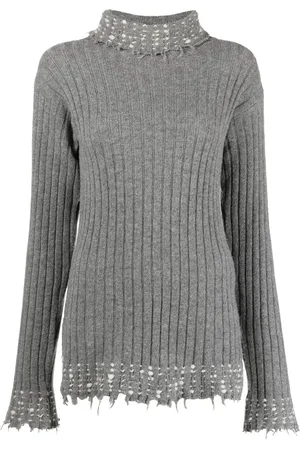 Marni Raw-cut edge high-neck knitted jumper