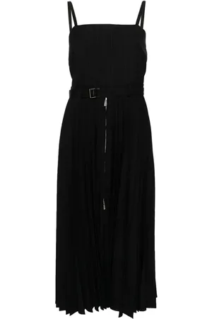 SACAI Pinstriped pleated maxi dress
