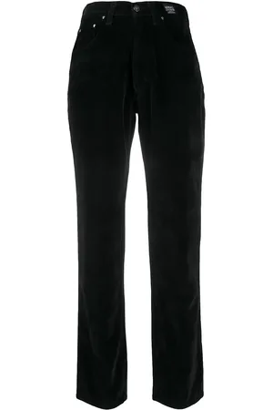 VERSACE 1990s velvet straight-leg trousers