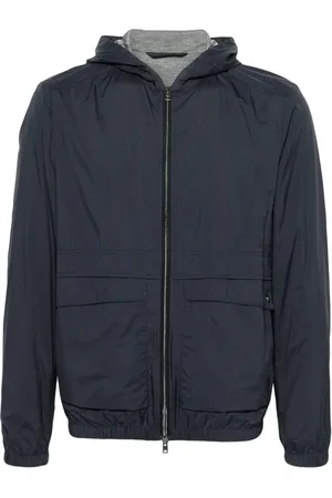 HERNO Logo-engraved hooded bomber jacket