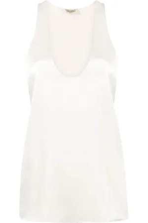 Saint Laurent Sleeveless satin-finish silk blouse