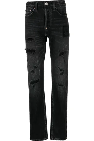 Evisu Mid-rise distressed jeans