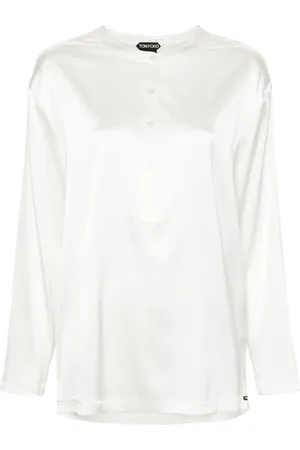 Tom Ford Band-collar satin blouse