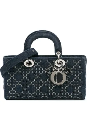 Dior 2022 Medium Denim Cannage Eyelet Lady D Joy satchel