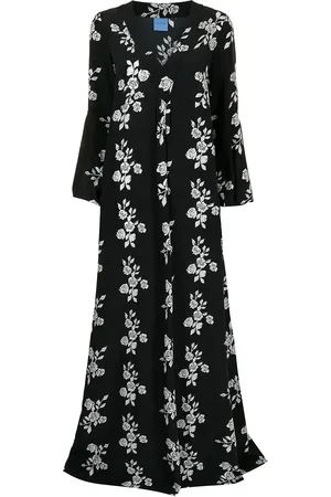 Macgraw Rose-print silk maxi dress