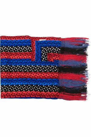 Saint Laurent 1980s polka dot fringed silk scarf