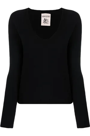 SEMICOUTURE Brushed U-neck knitted top
