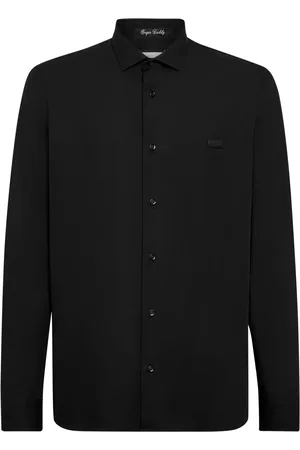 Philipp Plein Skull-patch poplin shirt