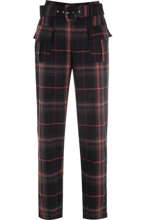 Olympiah Check-print slim-cut trousers