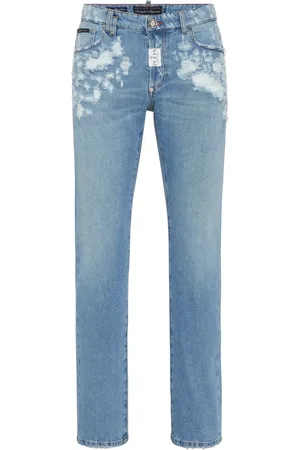 Philipp Plein Distressed-effect straight-leg jeans