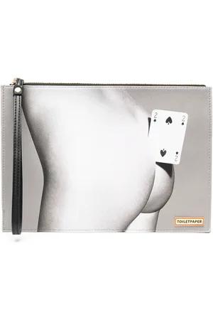 SELETTI Two of Spades faux leather pouch bag