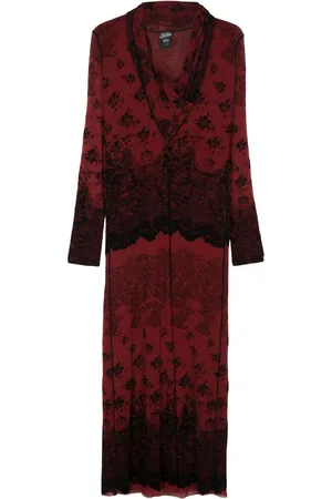 Jean Paul Gaultier 1990s floral velvet-detail dress
