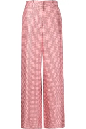 Lanvin Geometric-print wide-leg silk trousers